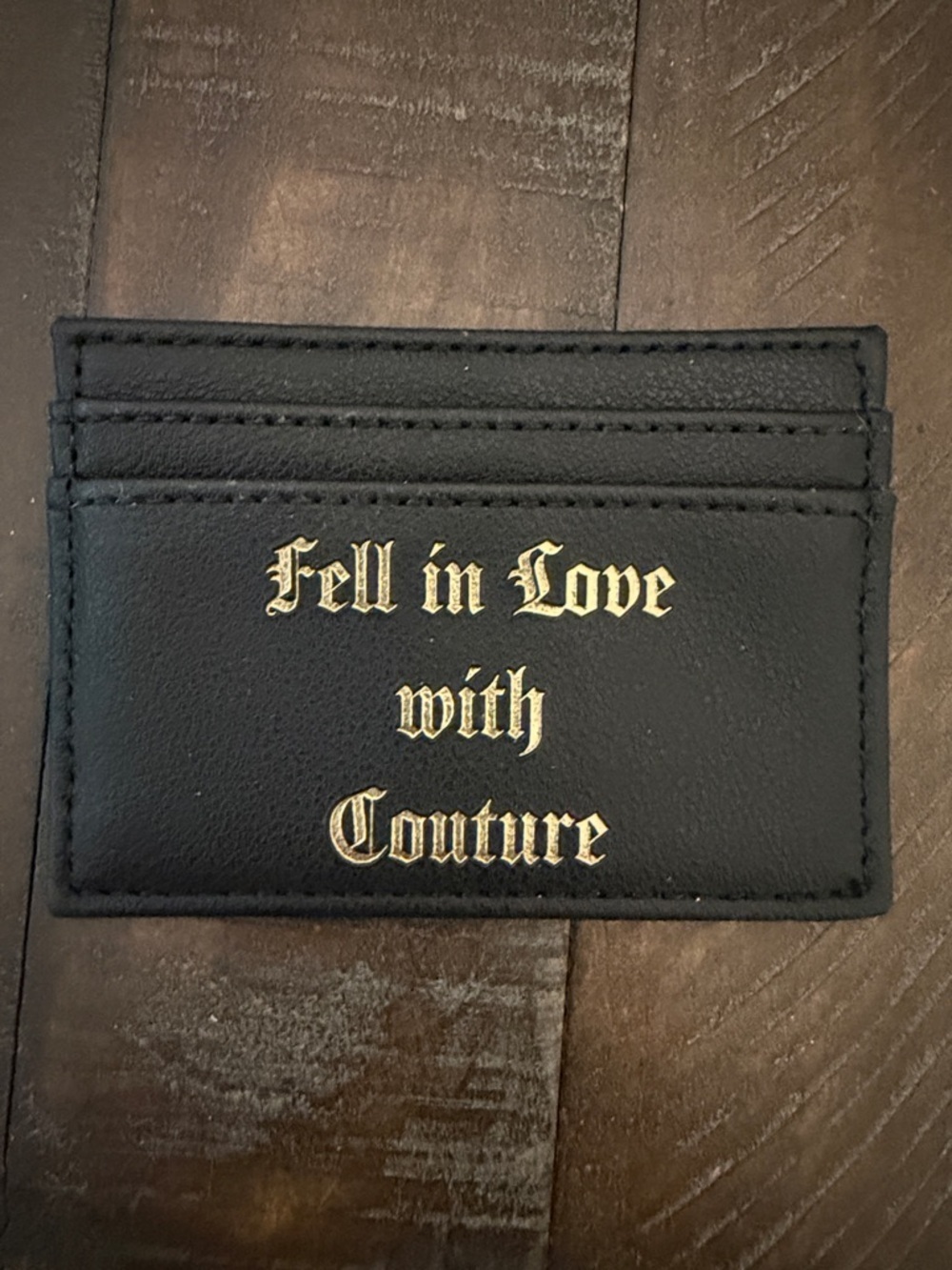 Juicy Couture Black Card Holder with Gold Script Lining